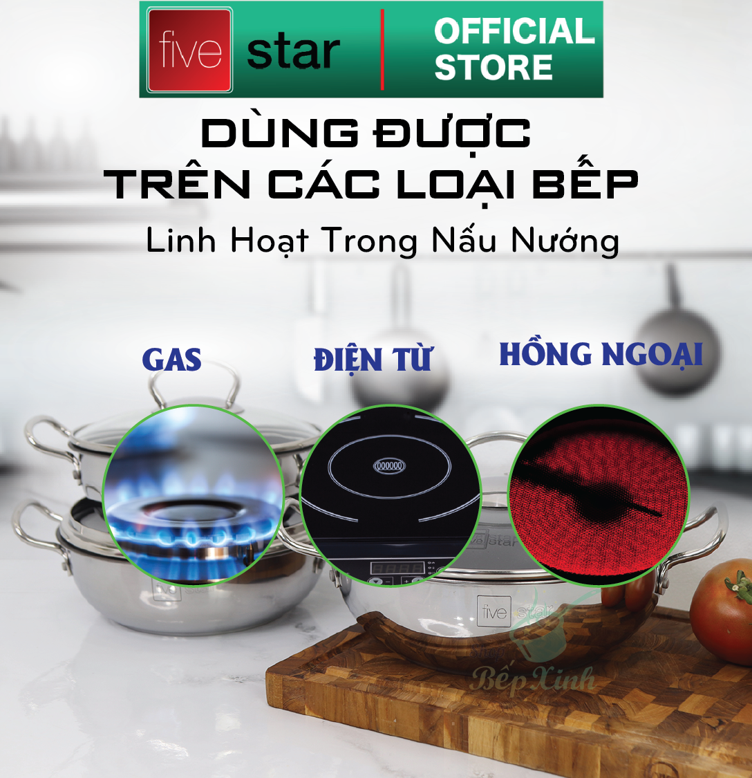 Nồi Kho Cá 3 Đáy Chống Dính 20cm Fivestar ( tặng 2 vá canh)