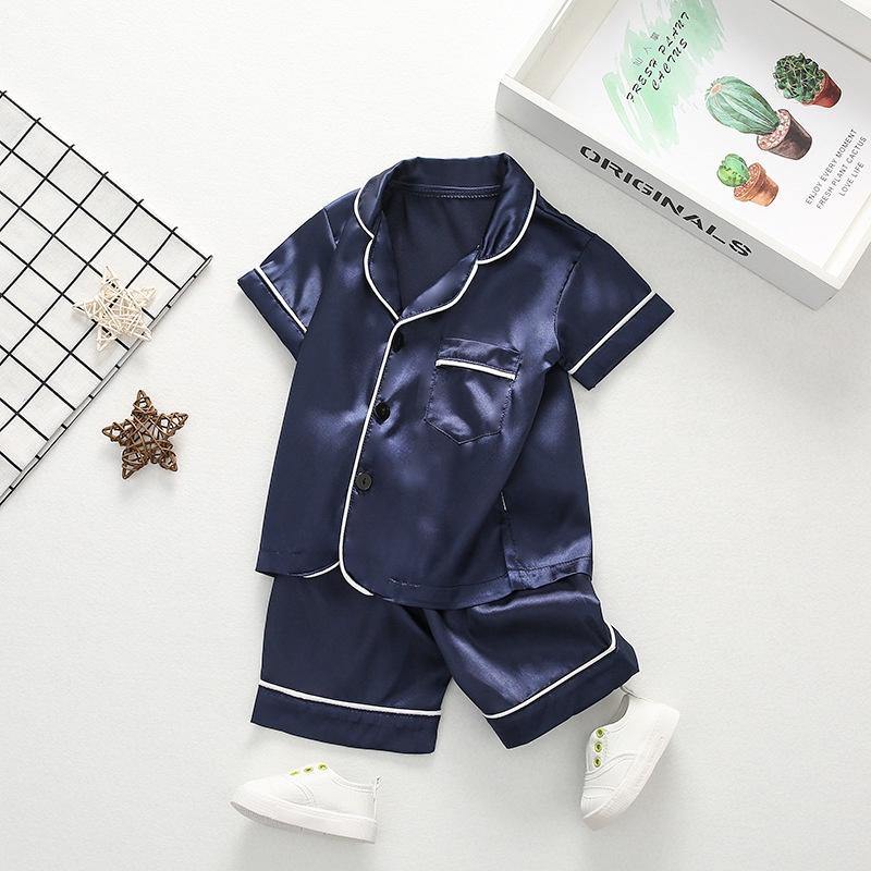 Bộ Pijama Cộc Tay Lụa Trơn Cho Bé Trai, Bé Gái, Bộ Ngủ Mặc Nhà Đùi Chất Lụa Satin Cao Cấp Cực Xinh Từ 8-28kg - SUMO KIDS