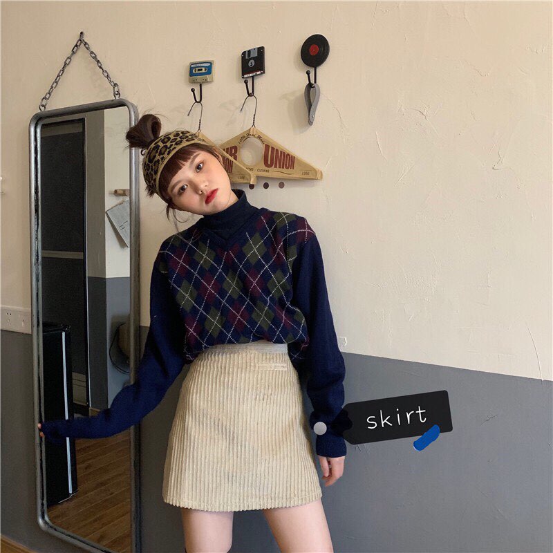 Chân váy ngắn ulzzang thu đông cao cấp chất dày dặn