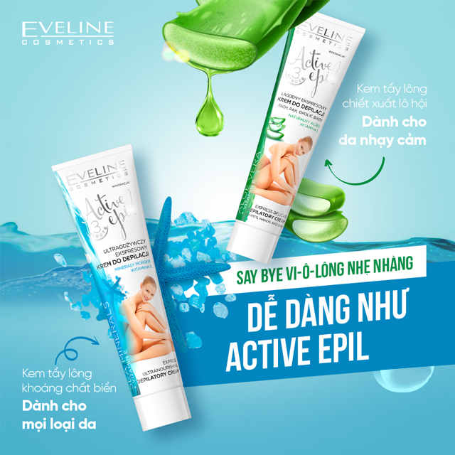 Kem Tẩy Lông Eveline Ba Lan Active Epil Từ Khoáng Chất Biển Cho Mọi Loại Da 125ml