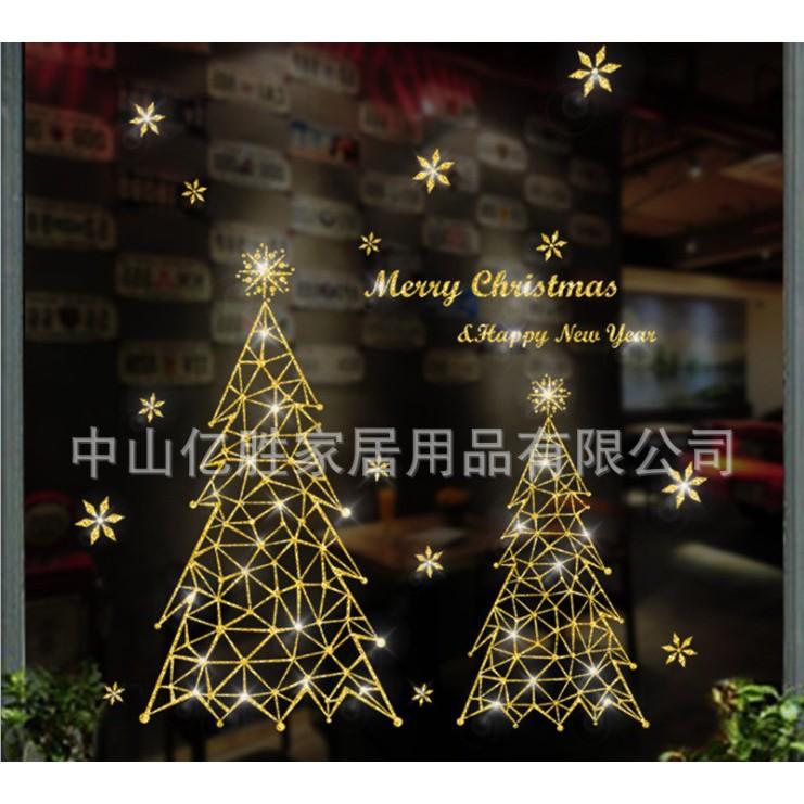 Decal trang trí giáng sinh cây thông vàng hình dây