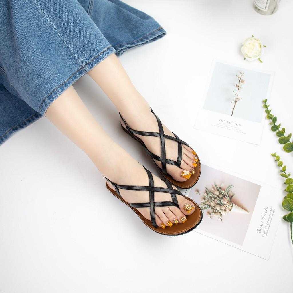 Giày sandal nữ xỏ ngón phối dây đan MWC NUSD- 2774