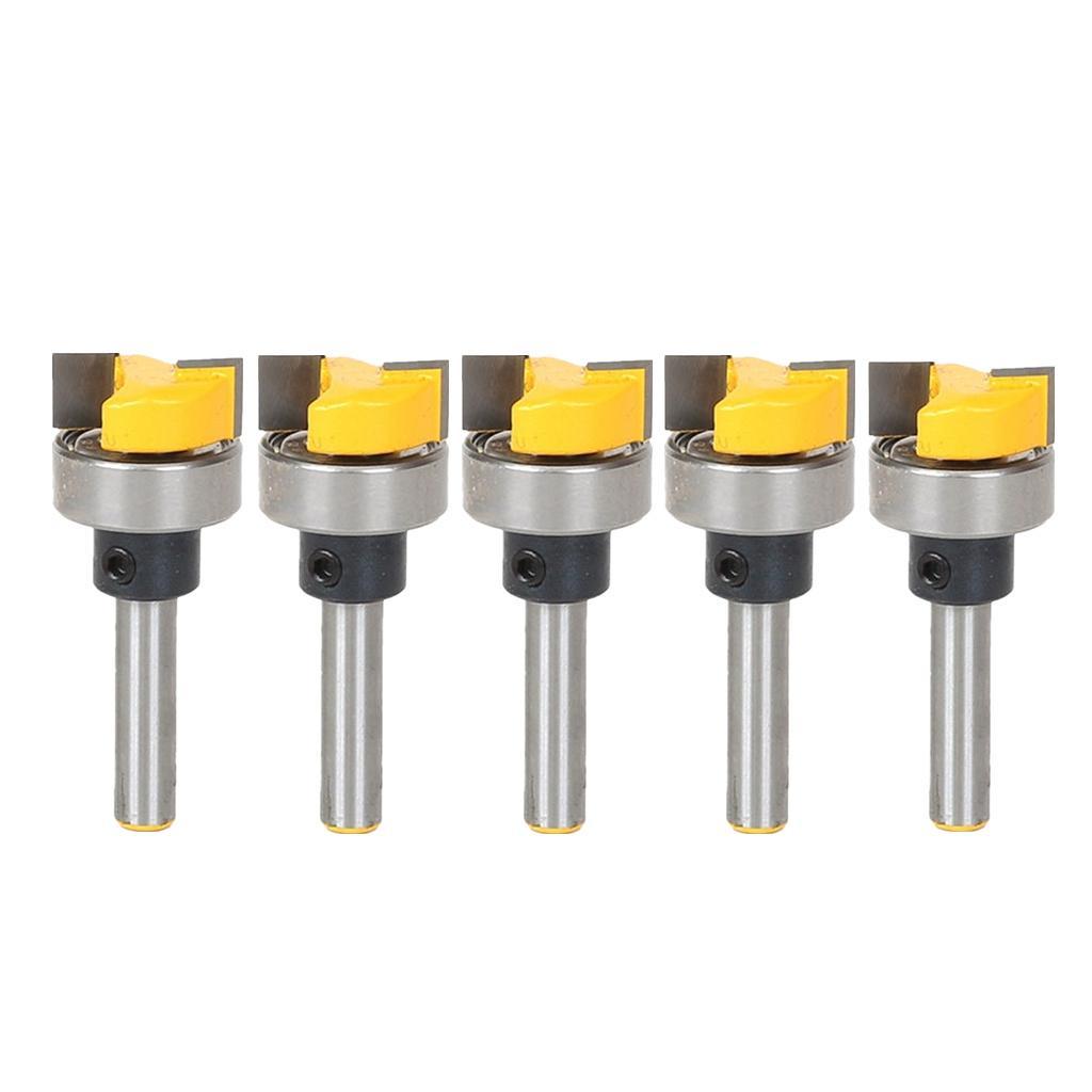 5 Pack 3/4" Hinge Mortise Flush Trim Template Router Bit - 1/4" Shank
