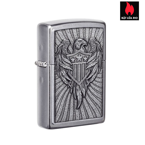 Bật Lửa Zippo 49450 – Zippo Eagle Shield Emblem Design Street Chrome