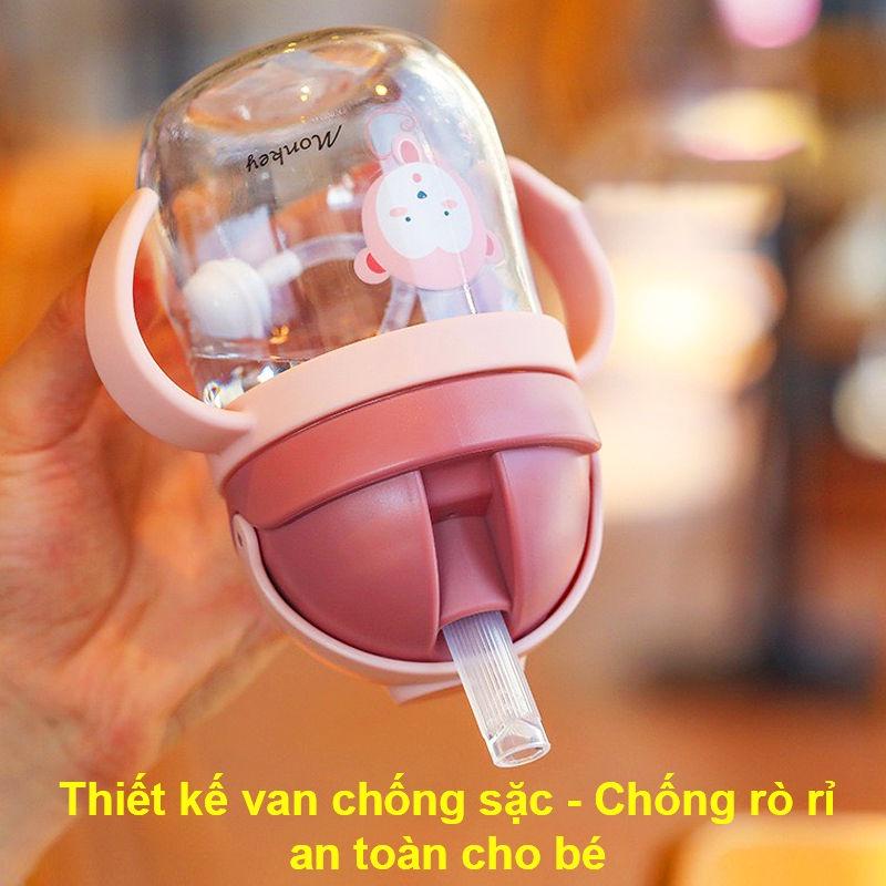 Review Bình Uống Nước Cho Bé INBEAR 250ml, Có Van Chống Sặc, Bình Tập Hút  Có Tay Cầm, Có Ống Hút Silicon