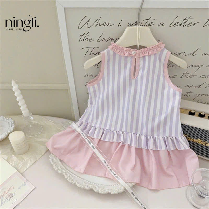 VÁY ĐUÔI CÁ SỌC SÁT NÁCH HỌA TIẾT MELODY HỒNG CHO BÉ GÁI 1 - 5 TUỔI