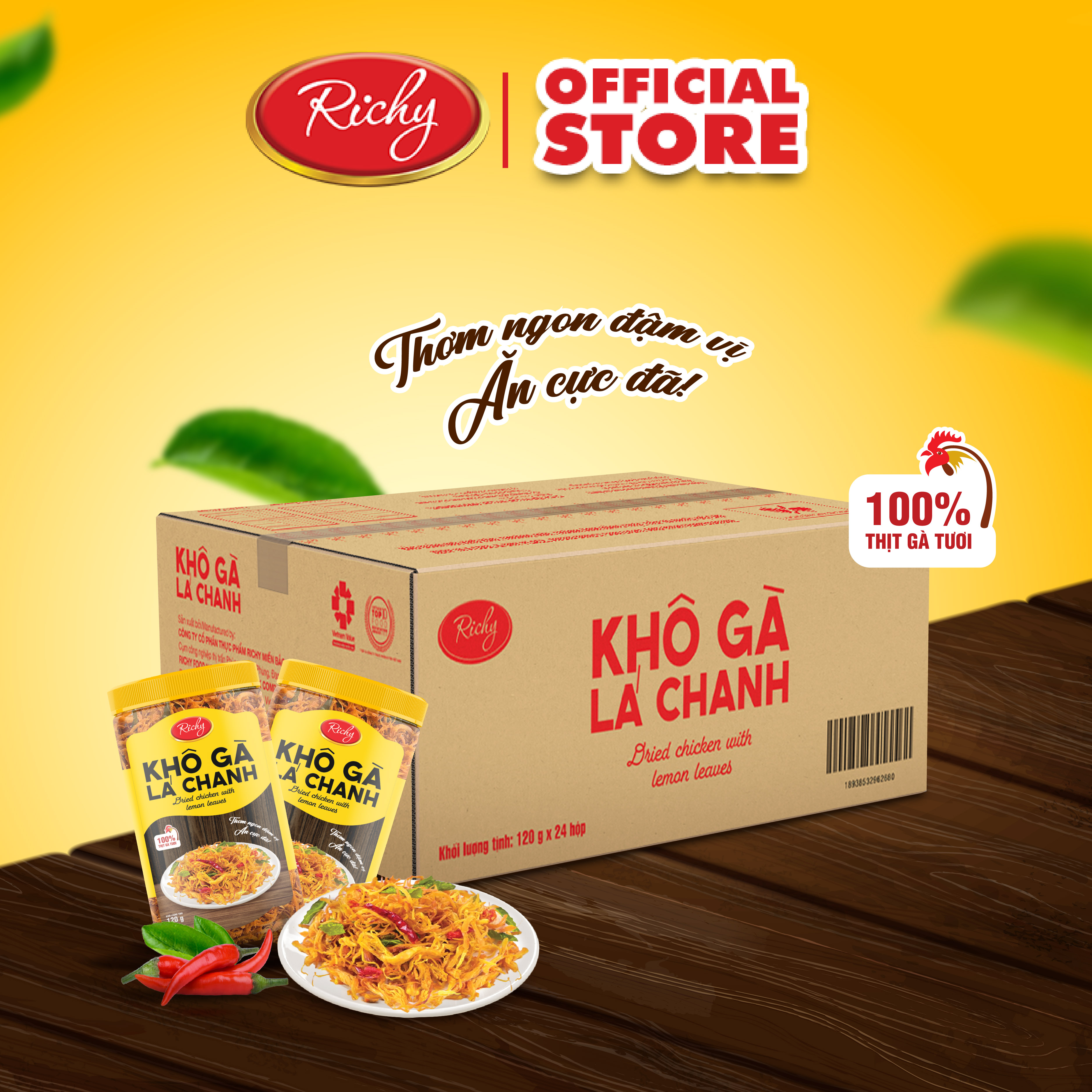 Khô Gà Lá Chanh Richy - An toàn thực phẩm- Thơm ngon chất lượng