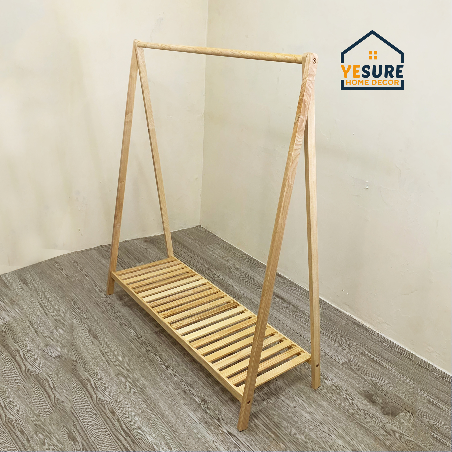 Giá kệ treo quần áo chữ A 1 tầng gỗ Tần Bì kiêm kệ móc quần áo đa năng trang trí phòng YESURE HOME DECOR - Hàng chính hãng