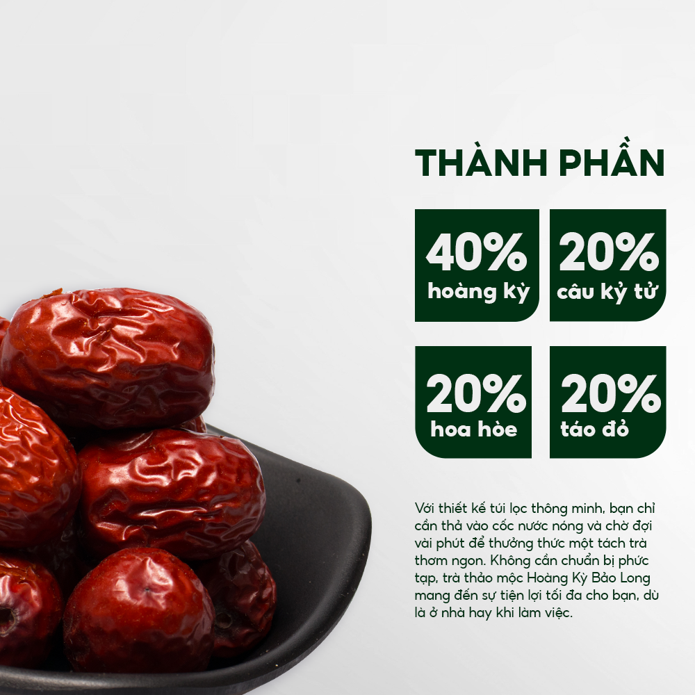 Trà Thảo Mộc Hoàng Kỳ - Bảo Long - Hàng Chính Hãng