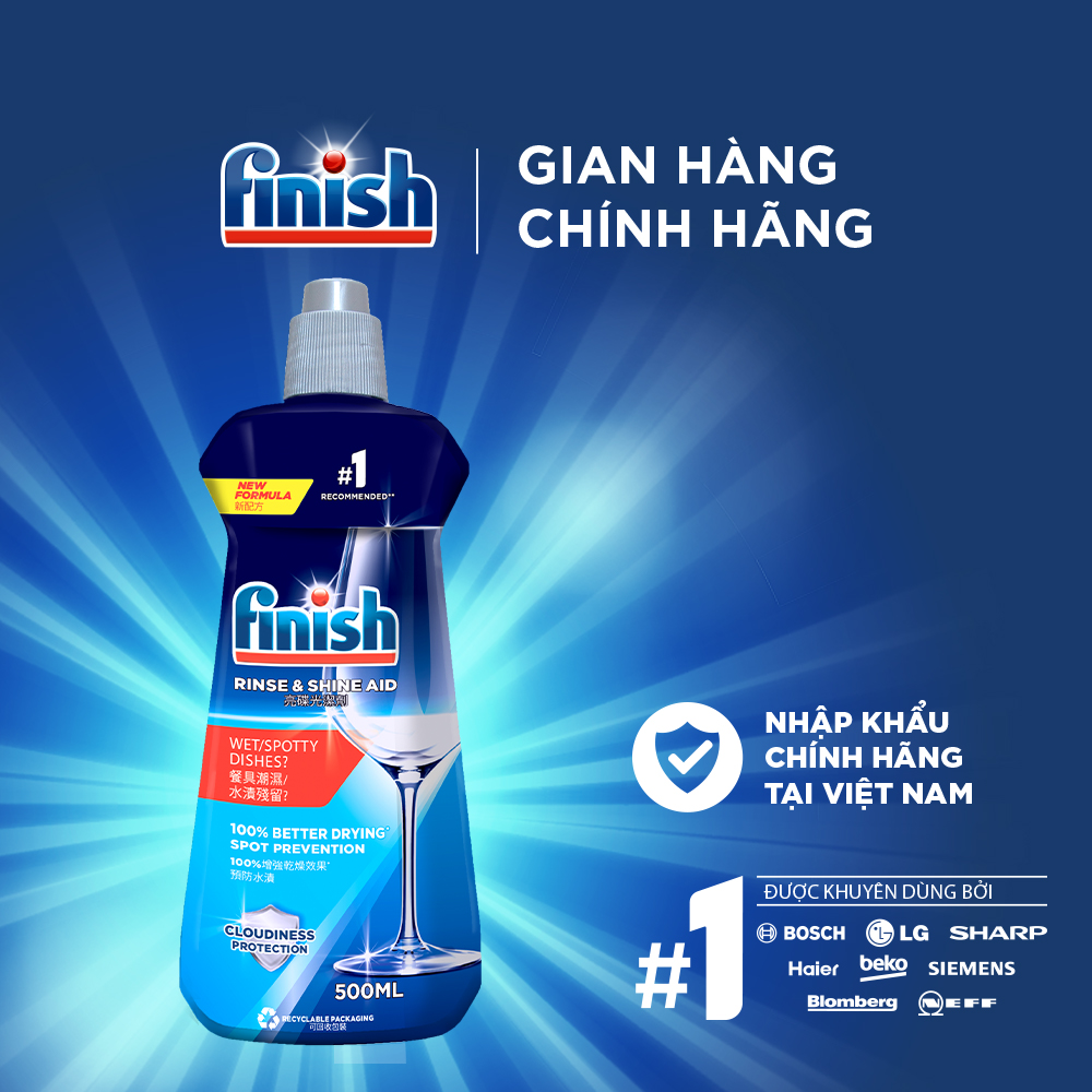 Nước Làm Bóng Chén Bát  Finish Rinse & Shine Aid