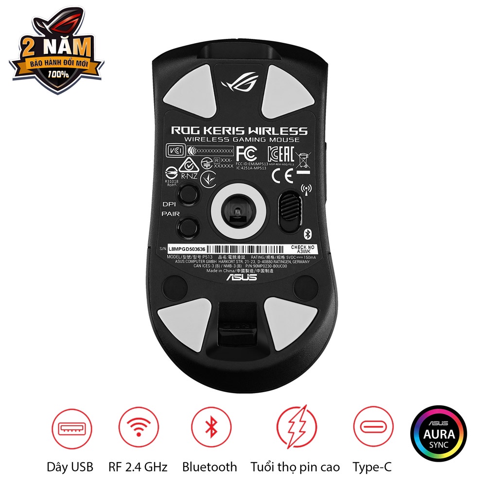 Chuột Gaming Asus ROG Keris Wireless Bluetooth - Hàng Chính Hãng