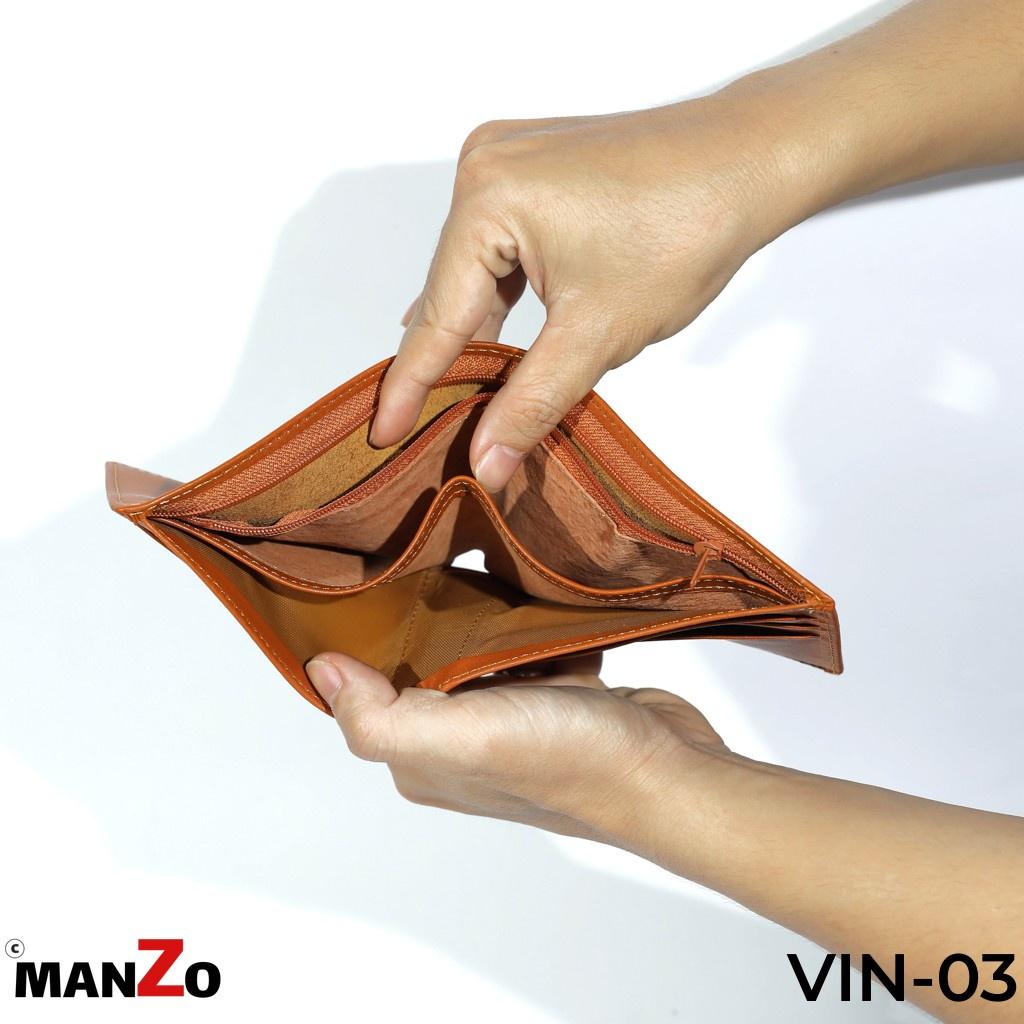 Ví da nam dáng ngang cao cấp MANZO VIN-03 bảo hành 18 tháng