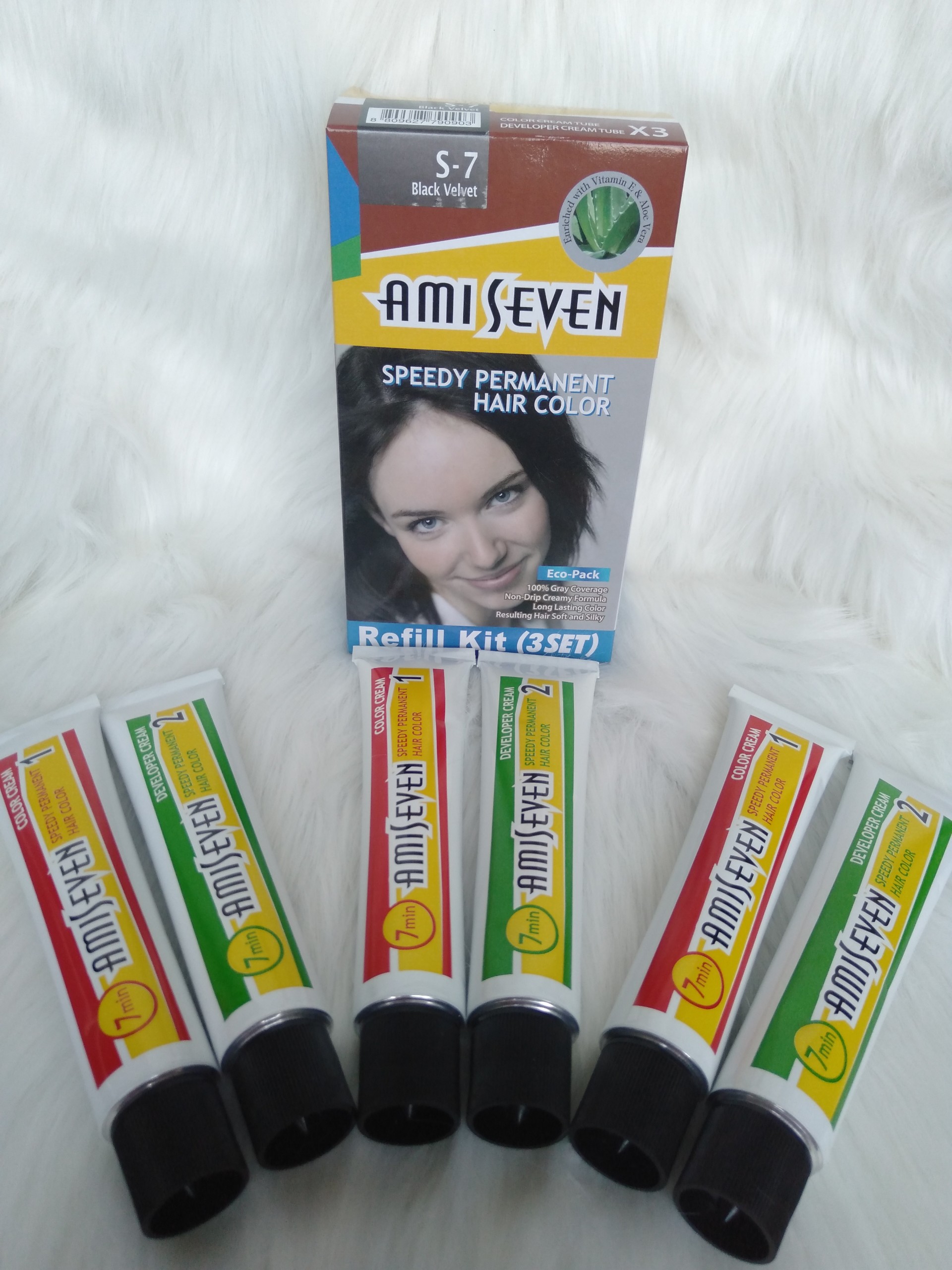 Nhuộm phủ bạc dược thảo SIÊU TiẾT KiỆM Ami Seven Nhanh 7 phút - S7 - ĐEN TỰ NHIÊN