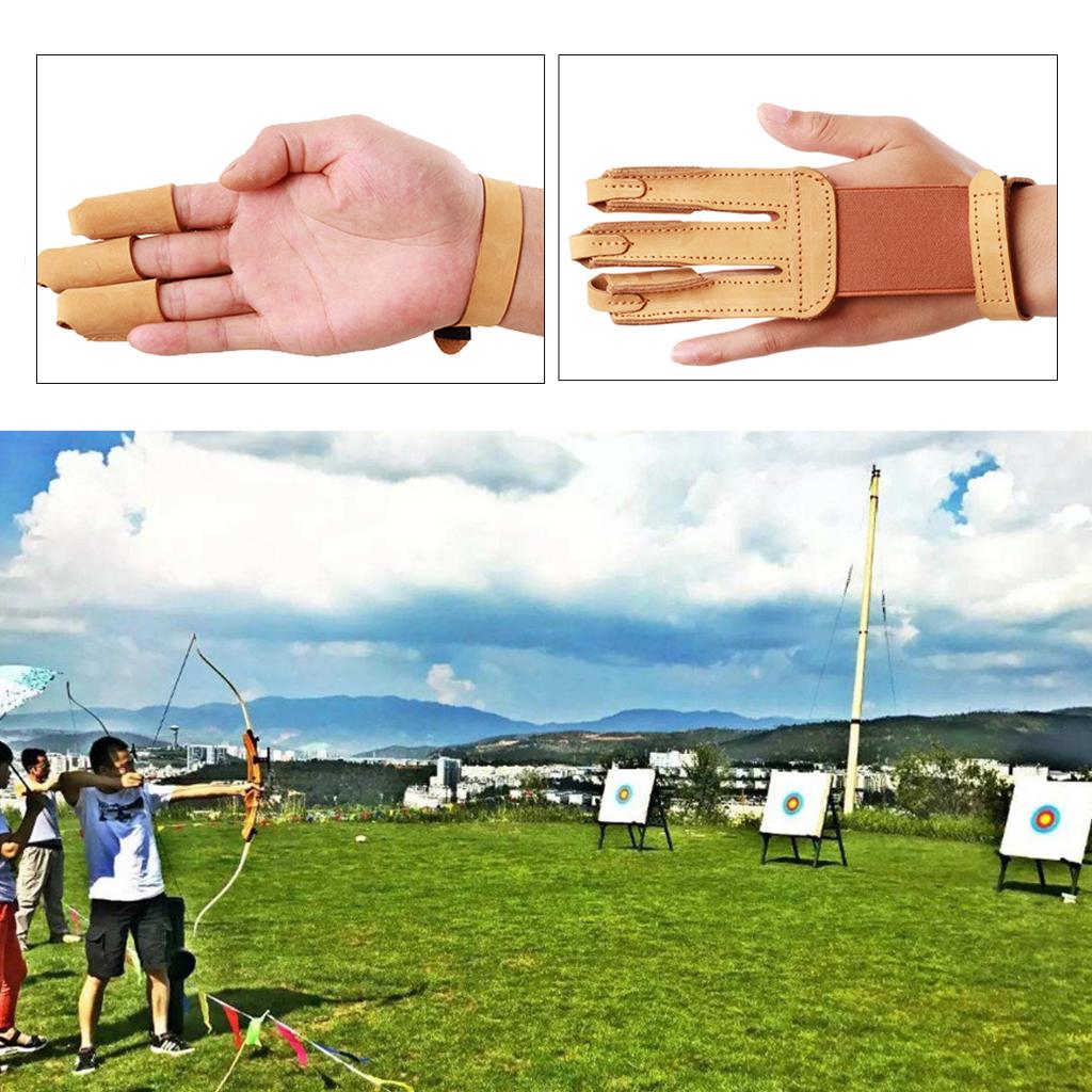 Outdoor Archery 3 Finger Glove Men Women Leather Hand Finger Guard Protector