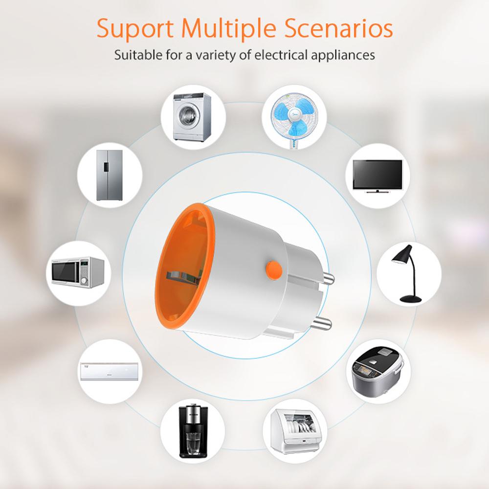 Tuya ZigBee 16A Intelligent EU-Plug Real-time Current Voltage Power Metering Countdown Plug Intelligent Home Scene Linkage Mobilephone APP Remotes Control Compatible with Alexa Google Home Voice Control