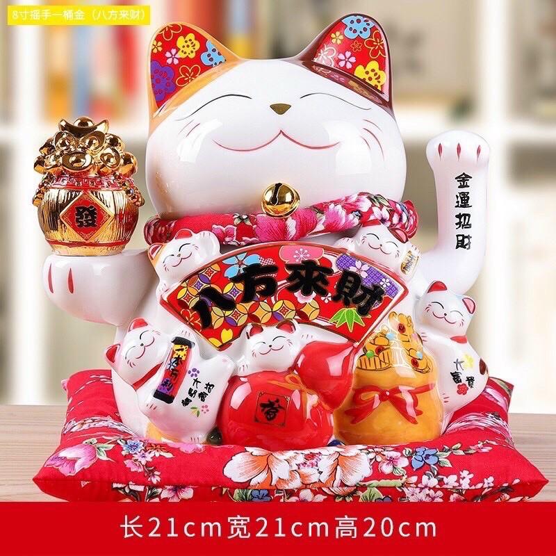 Mèo Thần Tài TM Bát tràng Thiên Kim Vạn Lượng - Mèo phong thuỷ