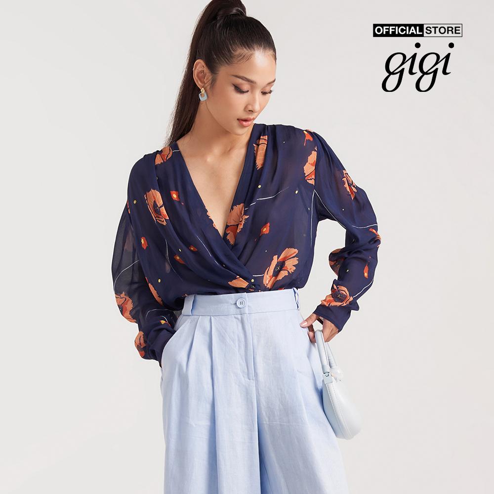 GIGI - Áo kiểu nữ cổ V tay dài họa tiết hoa thanh lịch G1110T221263