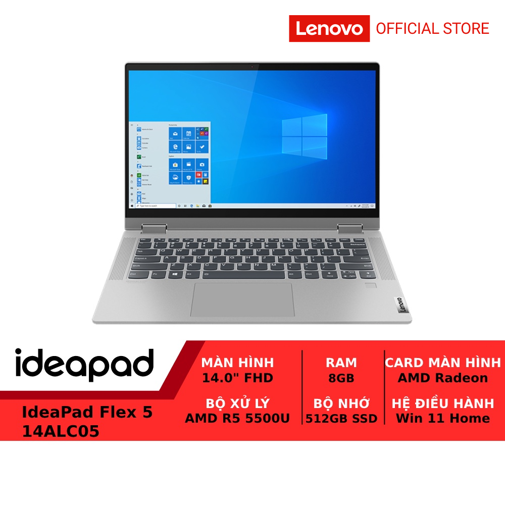 Laptop LENOVO IdeaPad Flex 5 14ALC05 82HU00EJVN R5-5500U|8GD4|512GB|AMD Radeon|14.0FHDT|W11 - Hàng chính hãng