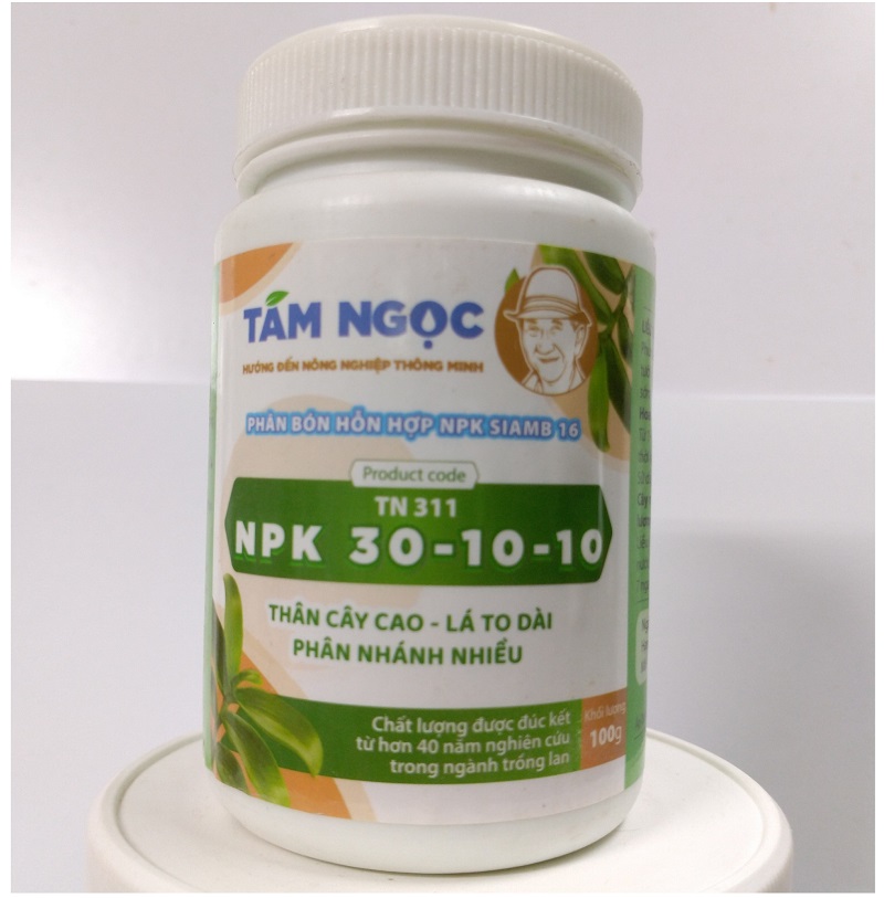 Phân bón hỗn hợp NPK SIAMB 16 NPK 30-10-10, thân cây cao - lá to dài, phân nhánh nhiều 100gr.