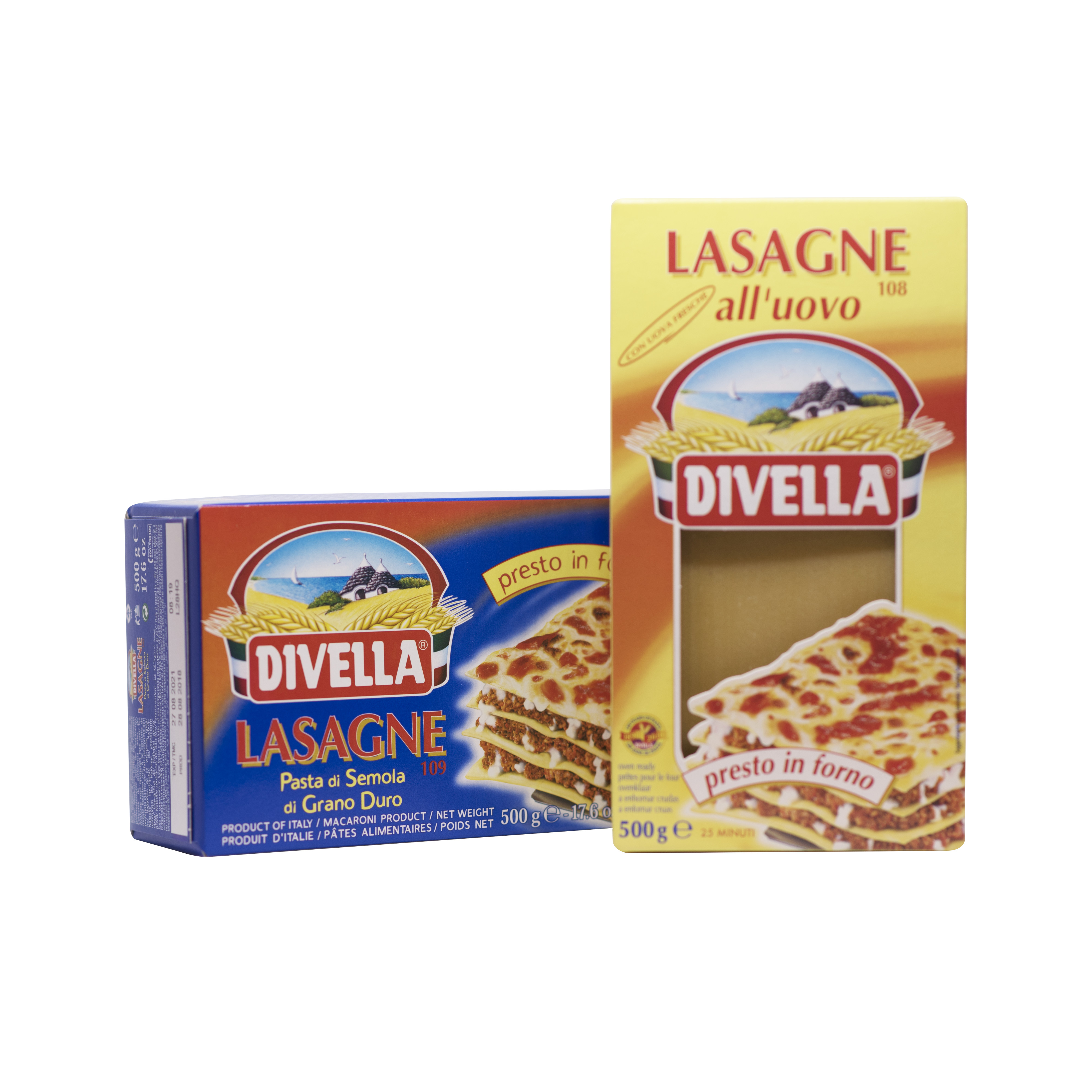 Mì lá Divella Lasagne số 109 – hộp xanh không trứng 500g