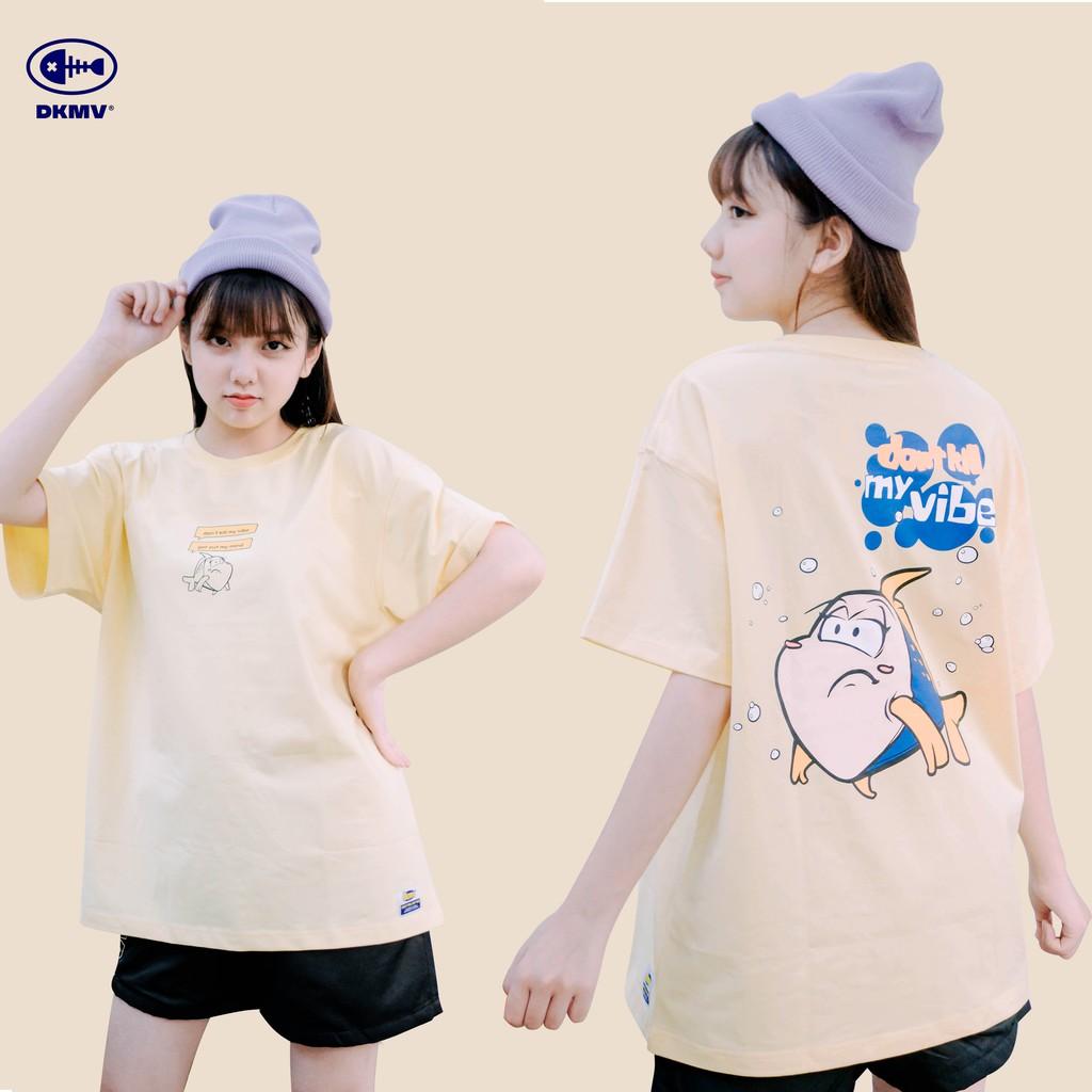 Áo thun nữ cotton màu vàng oversize in hình | DKMV Yellow Empty Tee