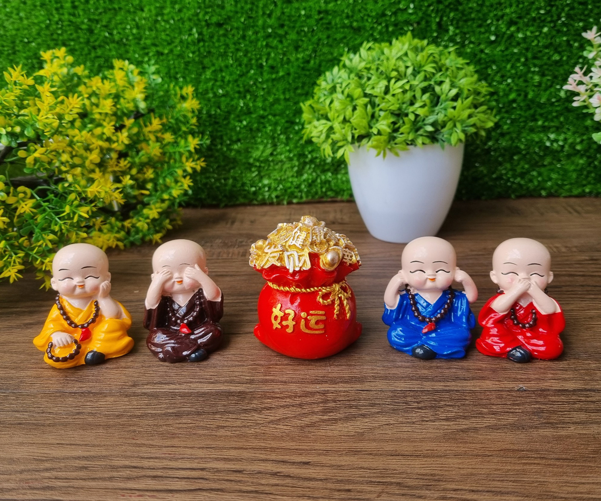 Bộ Tứ Không đeo chuỗi kèm túi vàng chữ Hảo Vận