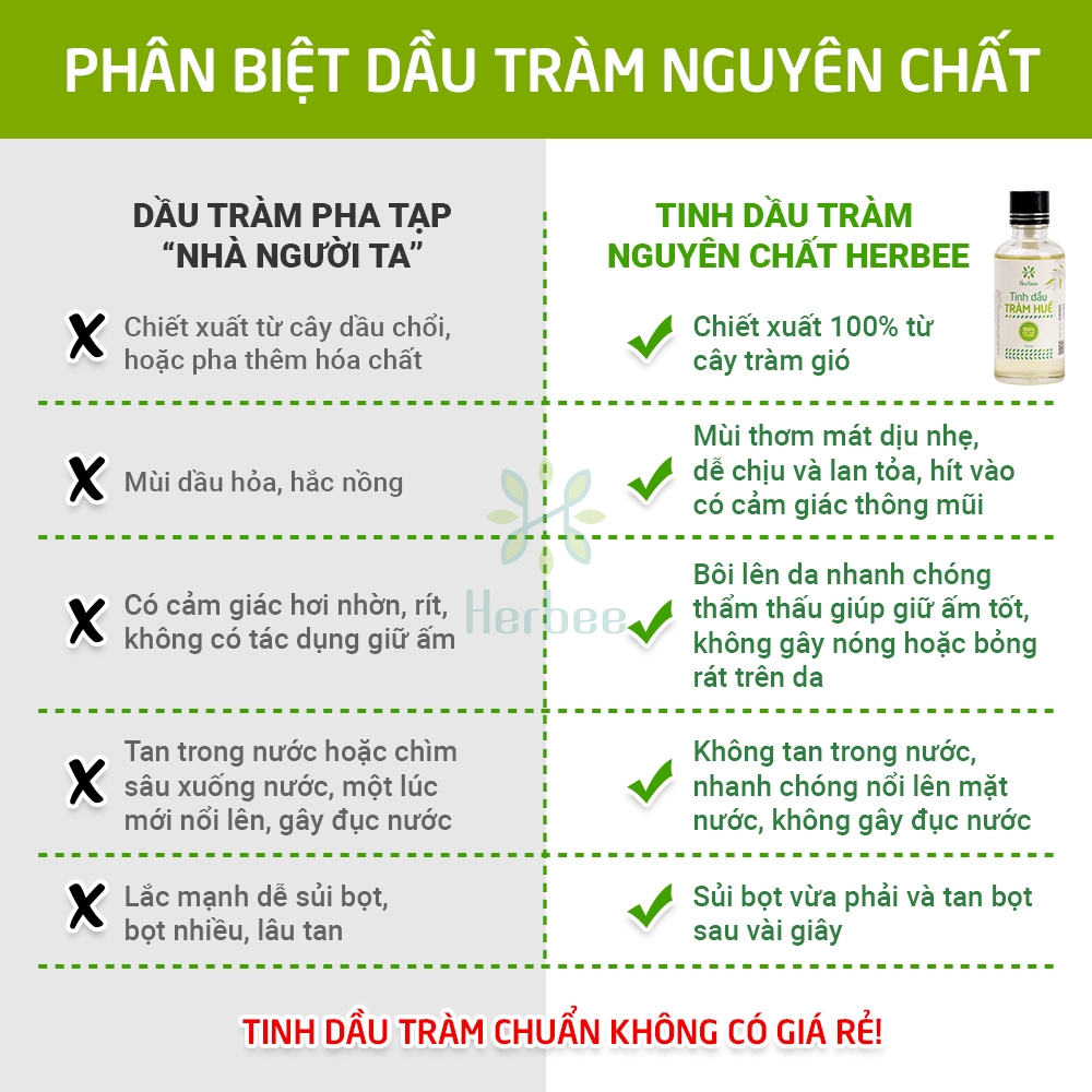Tinh Dầu Tràm Herbee , Dầu Tràm Nguyên Chất, Giữ Ấm Cơ Thể Khi Trời Lạnh, Chiết Xuất 100% Từ Lá Tràm Gió Huế
