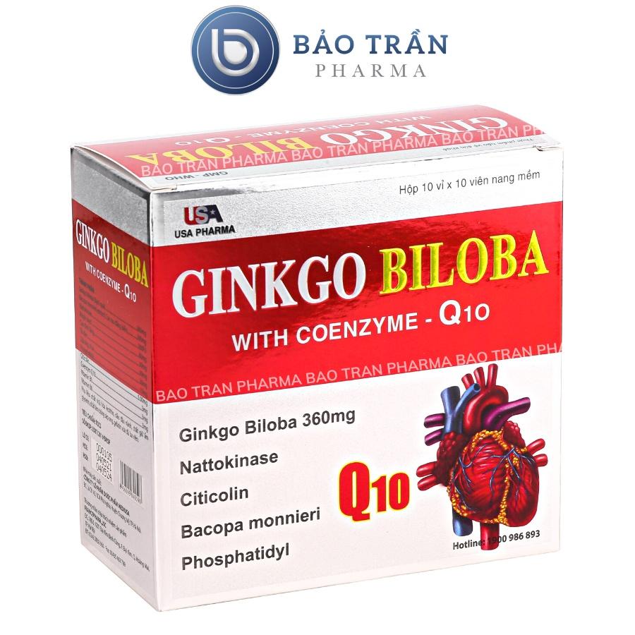 Viên uống bổ não Ginko Biloba đỏ hỗ trợ lưu thông máu não, giảm tai biến mạch máu não (Hộp 10vỉ x 10 viên nang mềm)