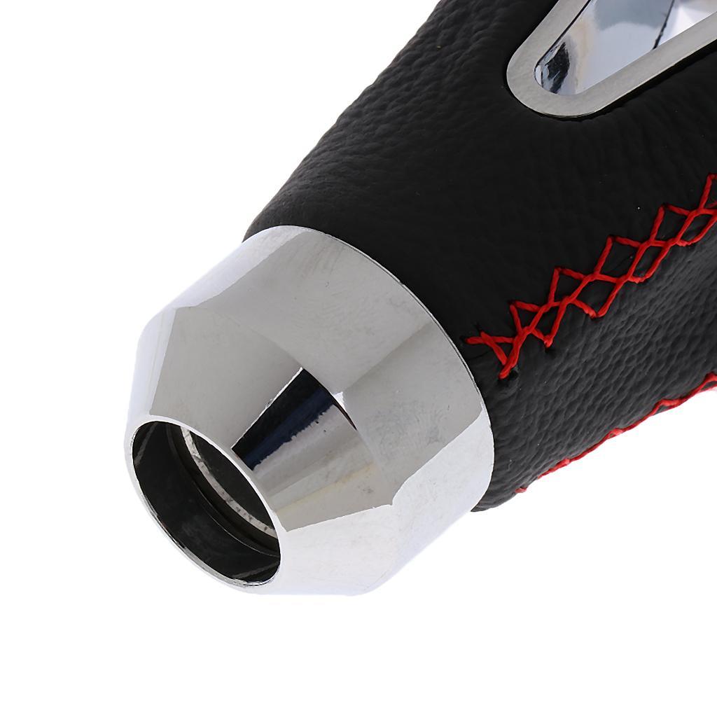 Universal Leather Red Wire Manual Car Gear Stick  Knob Shifter Black