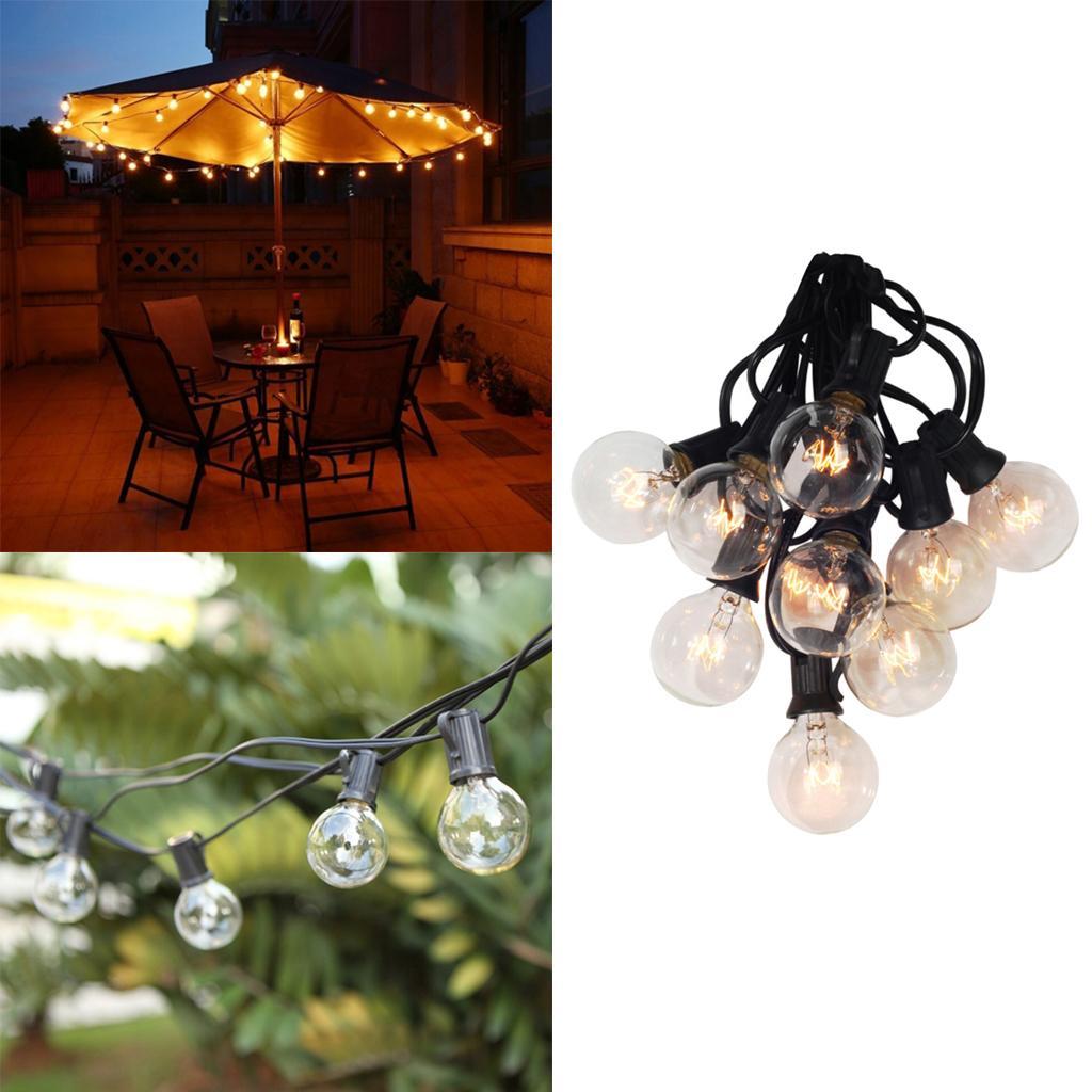 25ft G40 String Lights with Globe Clear Bulbs Waterproof Patio Hanging Light