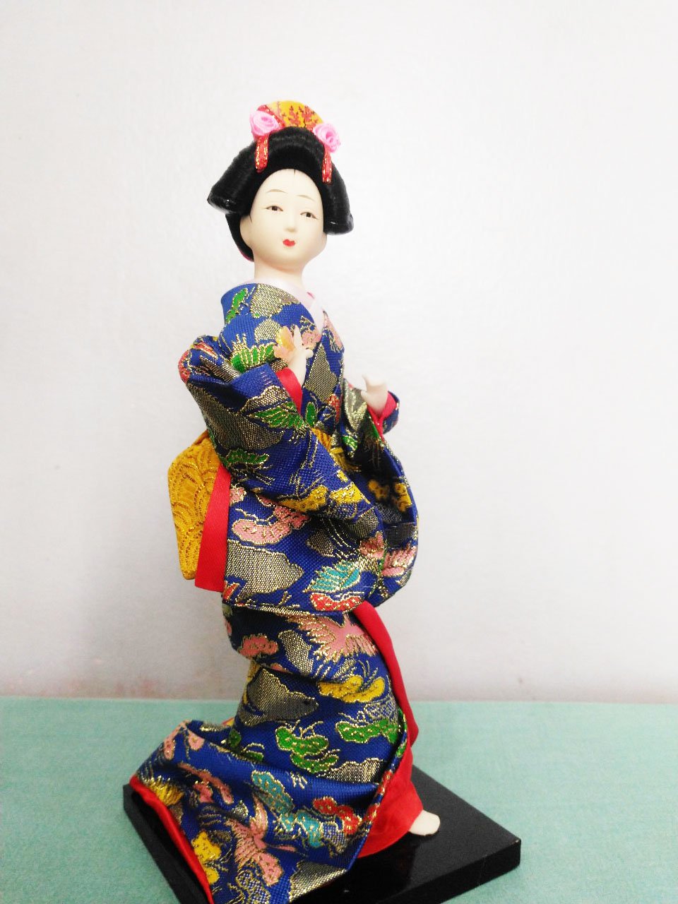 Búp bê Geisha truyền thống Kích thước cao 25 cm (váy xanh)