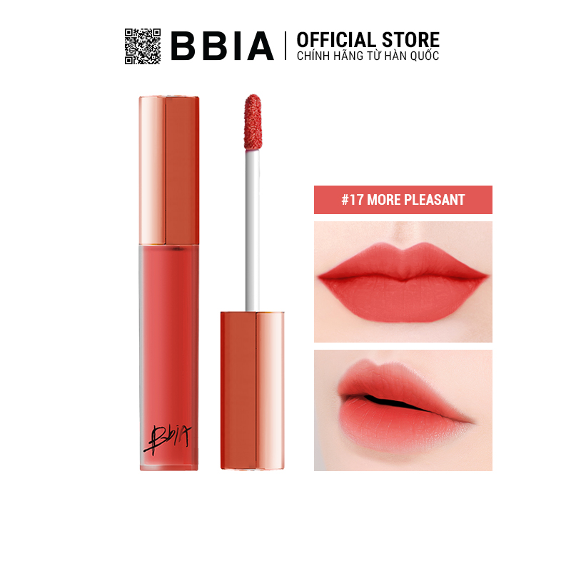 Son kem lì Bbia Last Velvet Lip Tint - 17 More Pleasant 5g (Màu cam san hô)