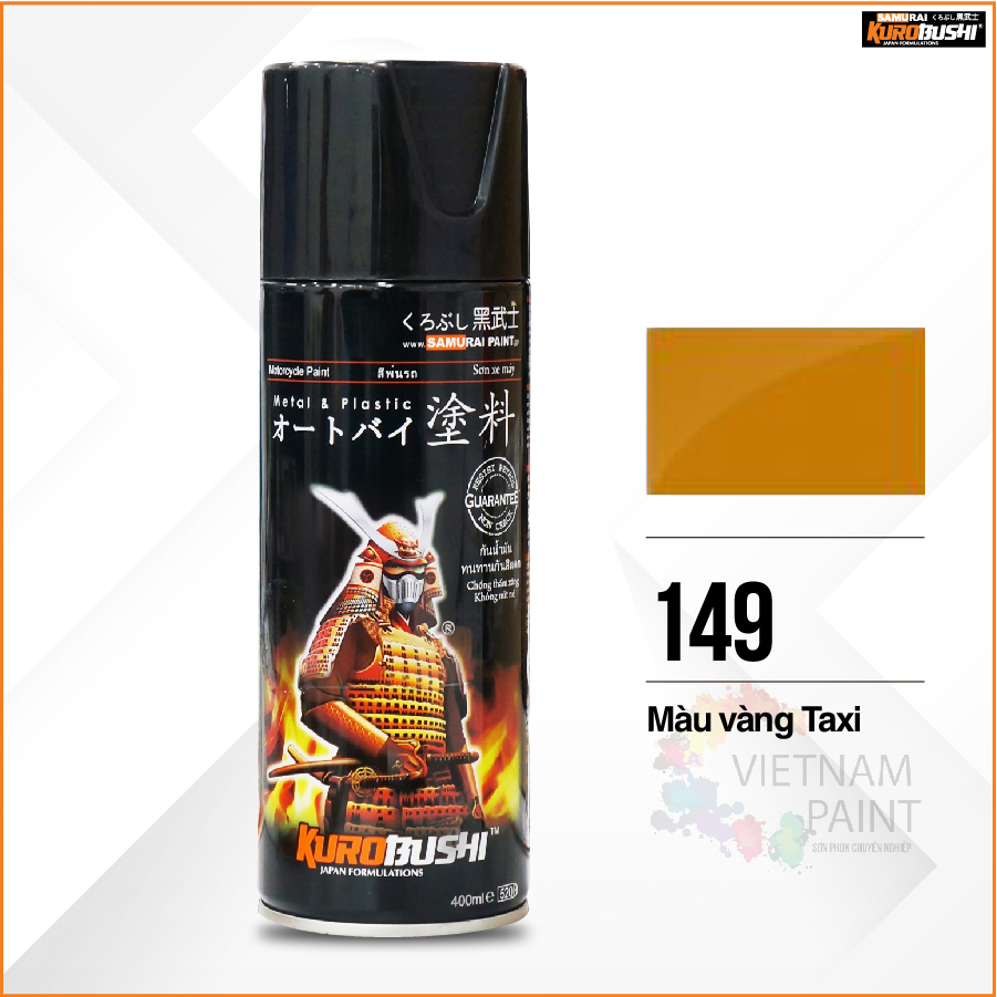 COMBO Sơn Samurai màu 149 gồm 4 chai đủ quy trình độ bền cao (Lót – Nền 102 - Màu 149 - Bóng )