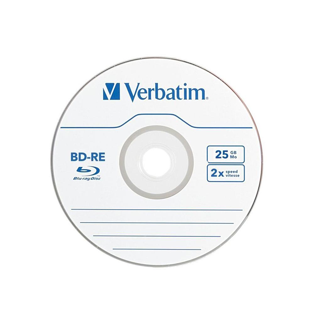 Bộ lưu trữ dữ liệu dạng đĩa nhỏ gọn Verbatim BD-RE 25GB - 10pk trục 2x, ghi Blu-ray, in trắng