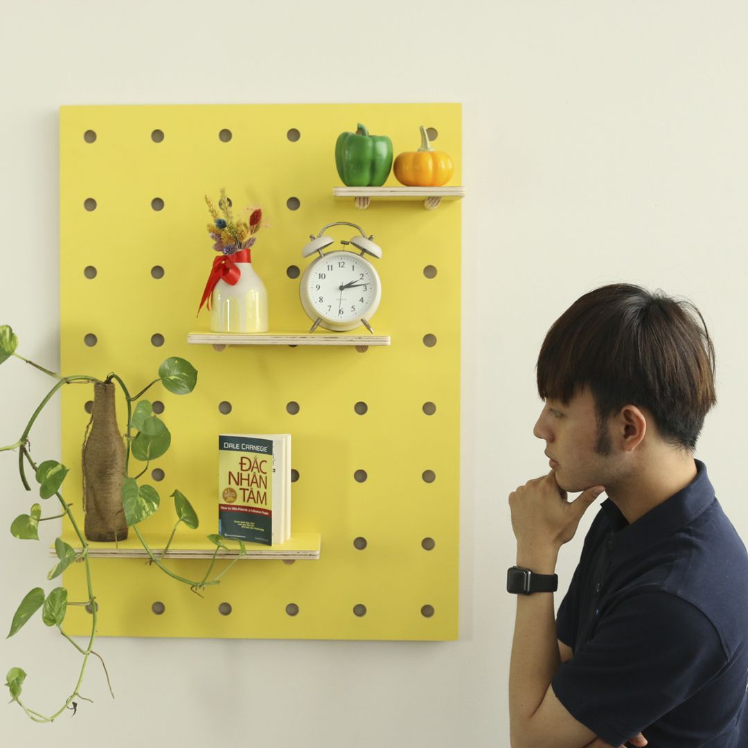 Bảng Gỗ Đục Lỗ SMLIFE Pegboard 80x60cm - Bảng Trang Trí Bằng Gỗ Plywood Phủ Laminate Cao Cấp