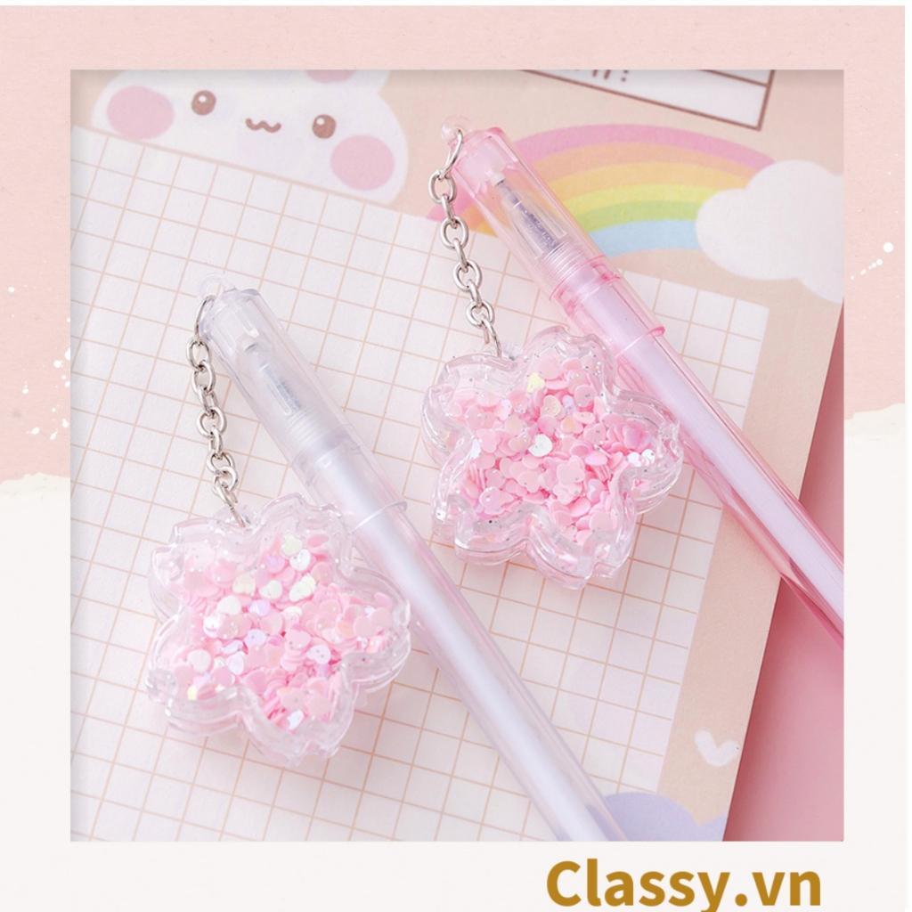 Bút gel Classy 0.5mm màu hồng, đính kèm bông hoa, tùy chọn cho sinh viên/nhân viên văn phòng PK1200