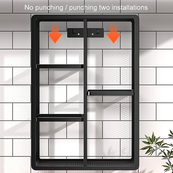 Kệ Treo Tường Để Đồ Nhà Bếp Không Cần Đục Lỗ Khoan Tường Chất Liệu Thép Carbon