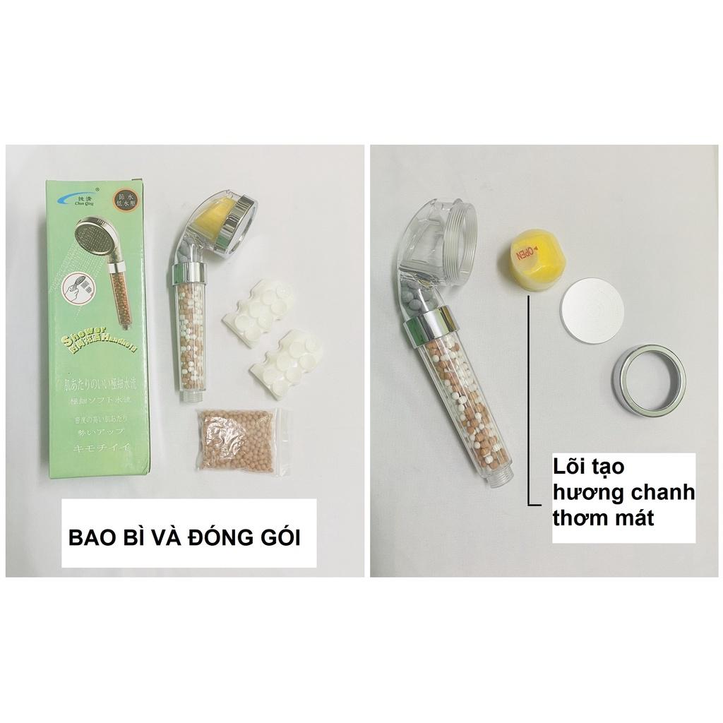 Vòi sen tăng áp tay tròn, size vừa có hạt lọc nano khử khuẩn, tiết kiệm nước