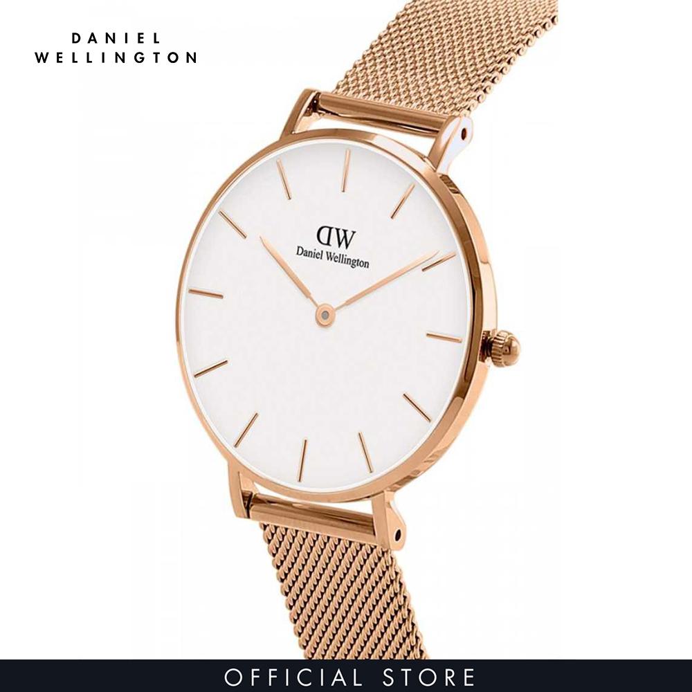 Đồng hồ Nữ Daniel Wellington dây Lưới - Petite Melrose 32mm DW00100163 + Vòng tay Daniel Wellington màu Vàng hồng - Elan