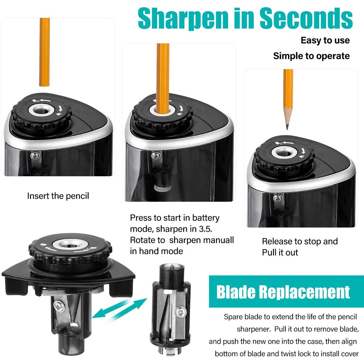 Gia cầm điện, bút chì điện cho trẻ em, giáo viên, lớp học, lý tưởng cho bút chì màu dày, bút lớn và mỏng 6-8 mm và 9-12 mm