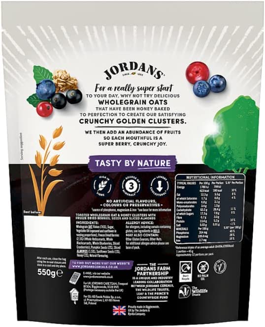 NGŨ CỐC GRANOLA JORDANS SUPER BERRY - GÓI 550G - ANH QUỐC