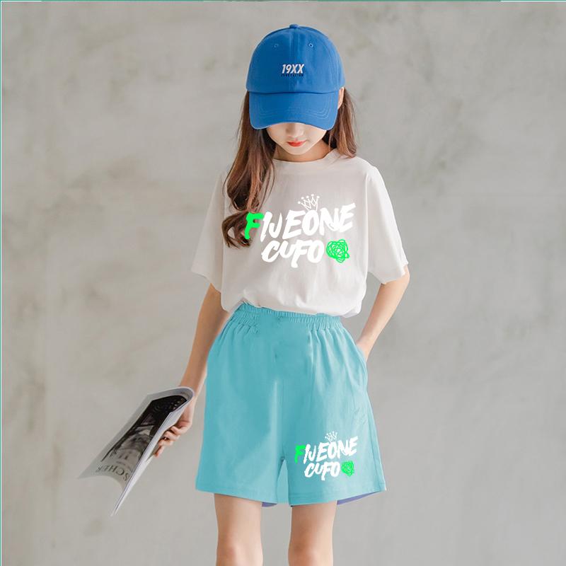 Đồ bé gái mùa hè mát SÀNH ĐIỆU HÀN QUỐC size đại bao gồm áo thun form rộng tay ngắn kèm quần đùi có túi 2 bên to