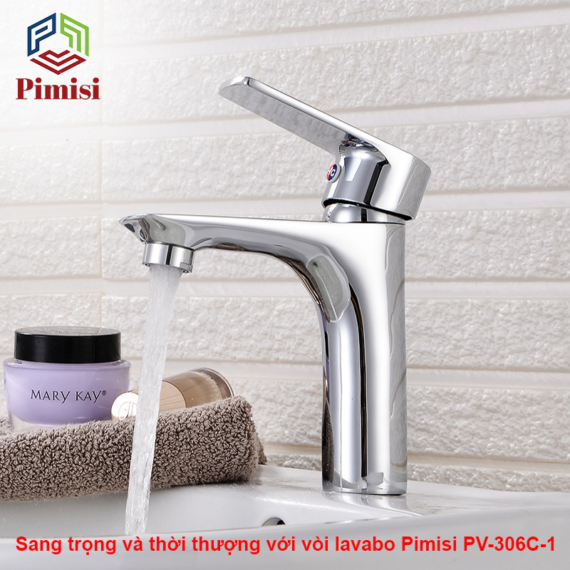 Vòi Nước Lavabo Pimisi PV-306C-1 Nóng Lạnh 1 Lỗ, Cho Chậu Rửa Mặt Treo Tường - Âm Bàn Đá Thuộc Nhà Vệ Sinh | Chính Hãng