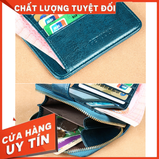 Ví Nữ Mini Da Bò thật Cao Cấp, phong cách Hàn Quốc Xanh/đỏ/vàng/đen TVNN372 - Backpackworld HCM