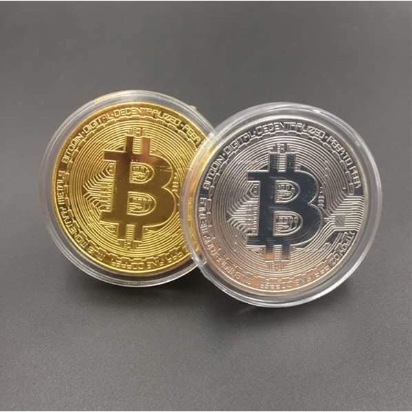 Đồng xu Bit coin combo 2 viên khác nhau, có hộp đựng sang trọng