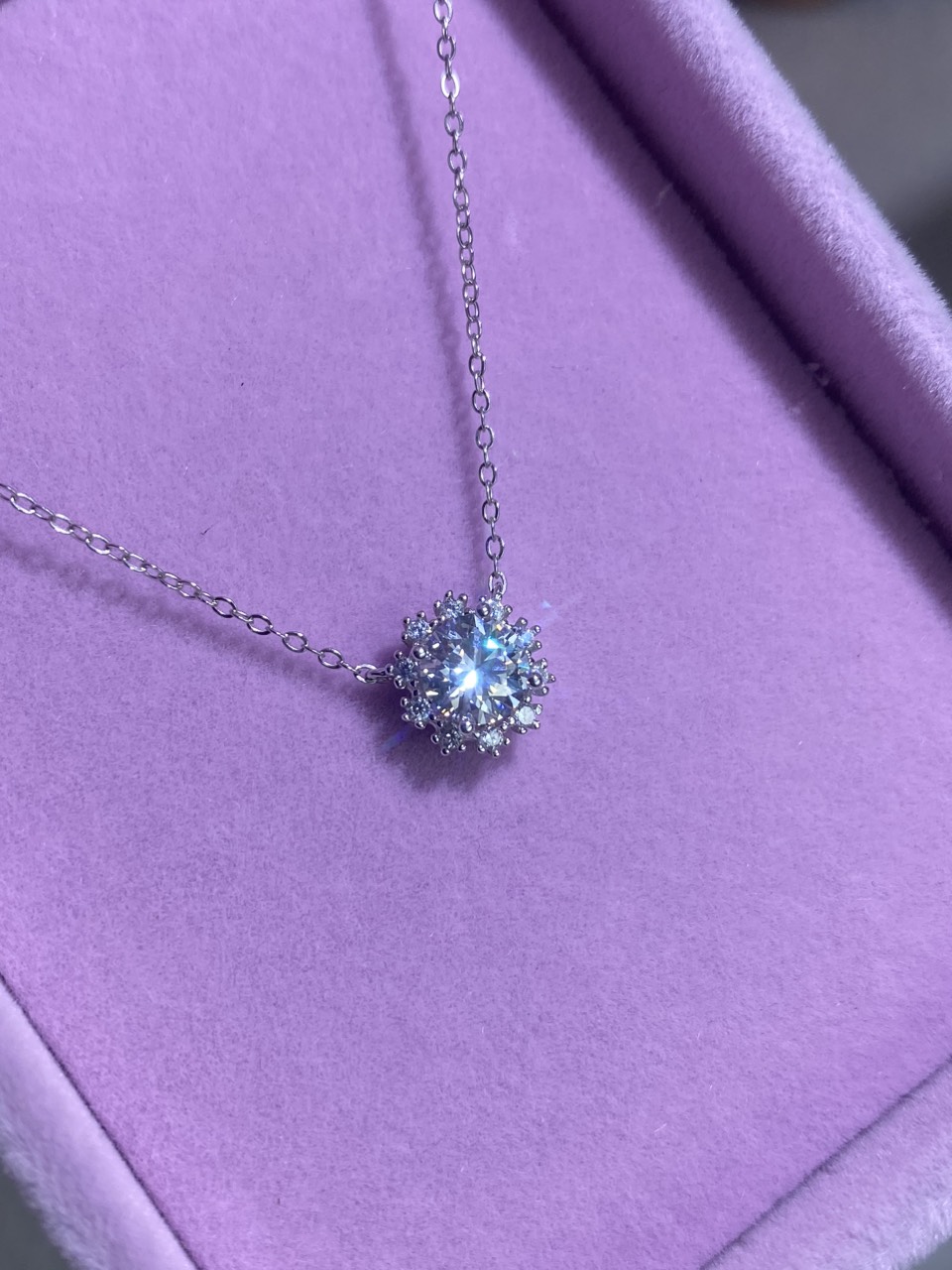 Dây cổ Bạc 925 xi Kim viên chủ Kim Cương nhân tạo Moissanite hạt 1.0 carat - N10.9.7.6