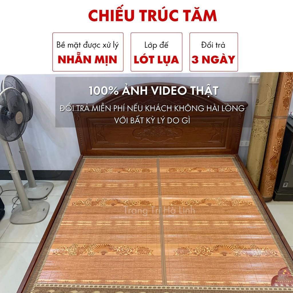 Chiếu trúc tăm vân gỗ, chiếu trúc tre in hoa cao cấp nhập khẩu mùa hè mát lạnh