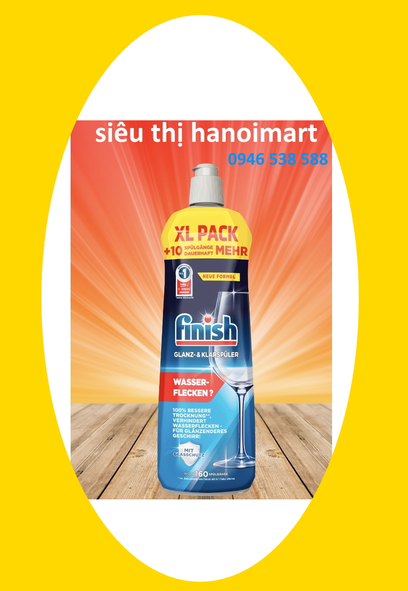 Nước làm bóng và khô chén, đĩa Finish Dishwasher Shine &amp; Dry Lemon 800ml hương chanh - Nước làm bóng finish 800ml