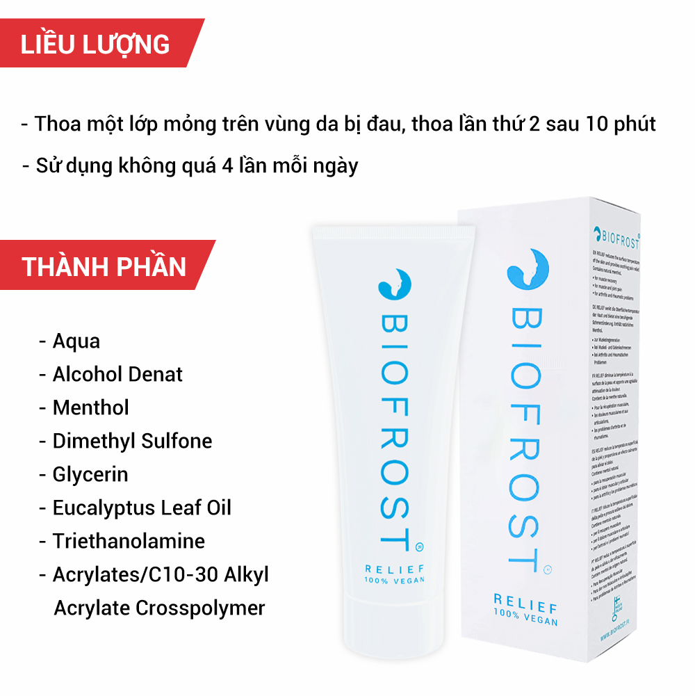 Gel bôi hỗ trợ giảm đau lạnh Biofrost Pain Relief GF002BF