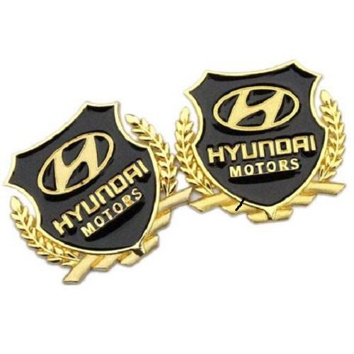 Bộ 2 logo bông lúa nổi Hyundai dán trang trí Ngoại thất ô tô